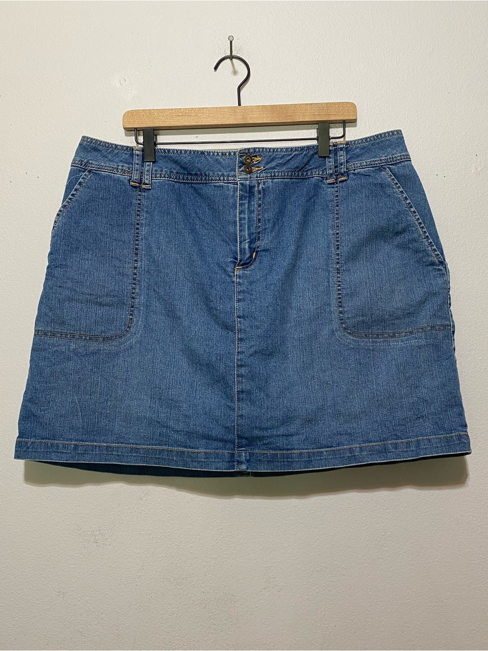 St. John's Bay Stretch Blue Denim Jean Skort Skirt Women's Size 18W Classic